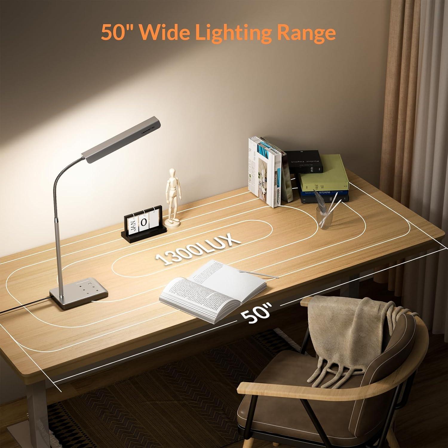 imageLED Desk Lamp 12W Reading Desk Lamp for Office Home with 60 Lighting Modes Touch Control ampamp Timer Function 750LM Bright EyeCaring Gooseneck Desk Light Table Lamp for Study Work BlackSilver