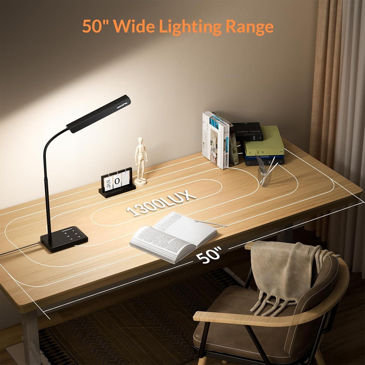 imageLED Desk Lamp 12W Reading Desk Lamp for Office Home with 60 Lighting Modes Touch Control ampamp Timer Function 750LM Bright EyeCaring Gooseneck Desk Light Table Lamp for Study Work BlackBlack