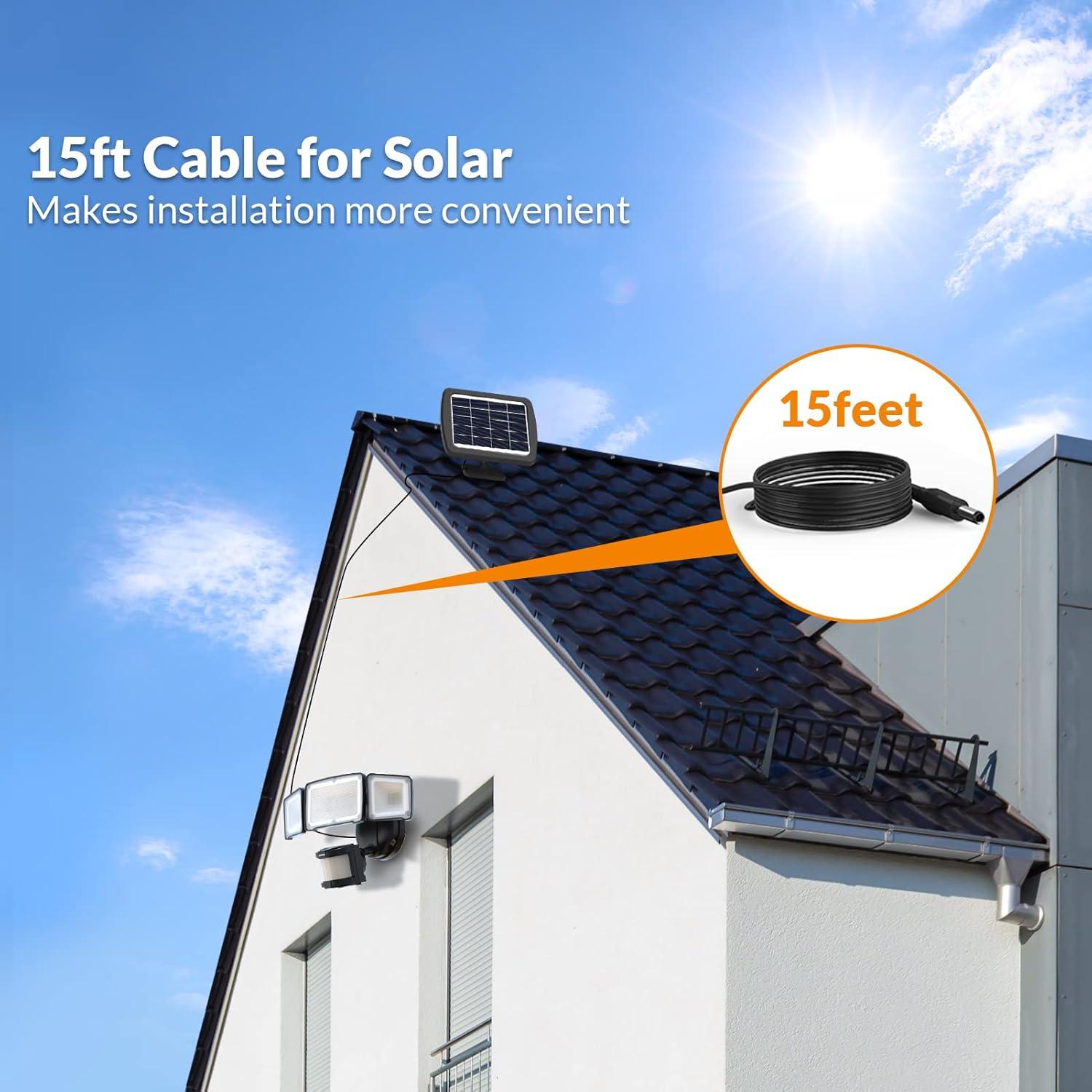 imageLEPOWER 1600LM LED Solar Security Lights Motion Outdoor 5500K White Light IP65 Waterproof Outdoor Flood Solar Light for Yard GarageBlackBlack