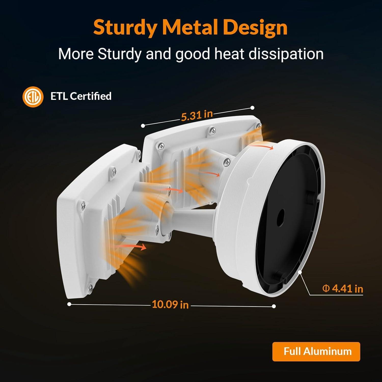 imageLEPOWER 2 Pack 28W LED Flood Light Outdoor 3000LM LED Security Light with 2 Adjustable Heads Switch Controlled Exterior Outdoor Security Light 5500K IP65 Waterproof for Garage Yard Patio