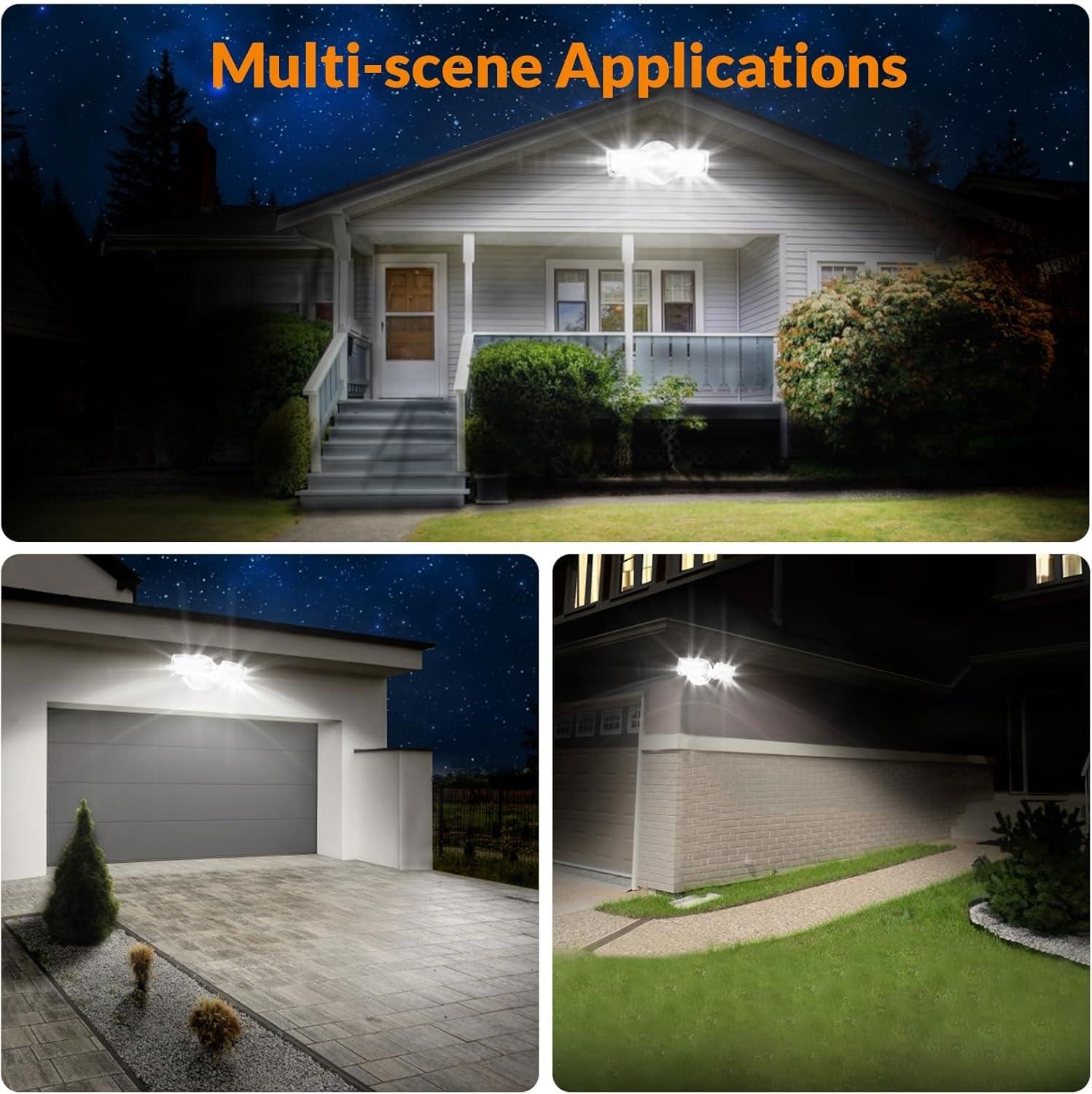 imageLEPOWER 2 Pack 28W LED Flood Light Outdoor 3000LM LED Security Light with 2 Adjustable Heads Switch Controlled Exterior Outdoor Security Light 5500K IP65 Waterproof for Garage Yard Patio