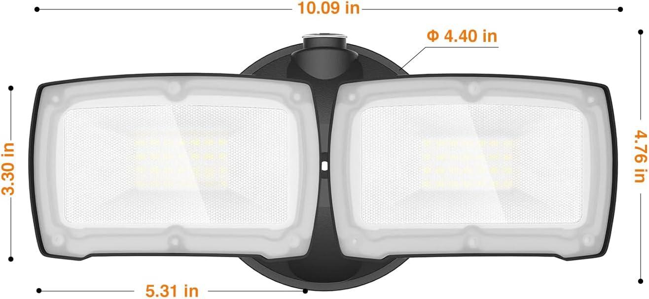 imageLEPOWER 2 Pack LED Security Light Dusk to Dawn Outdoor Flood Light Fixture with 2 Adjustable Heads 3000LM28W 5500K IP65 Waterproof Exterior Flood Lights for Garage Backyard BlackBlack
