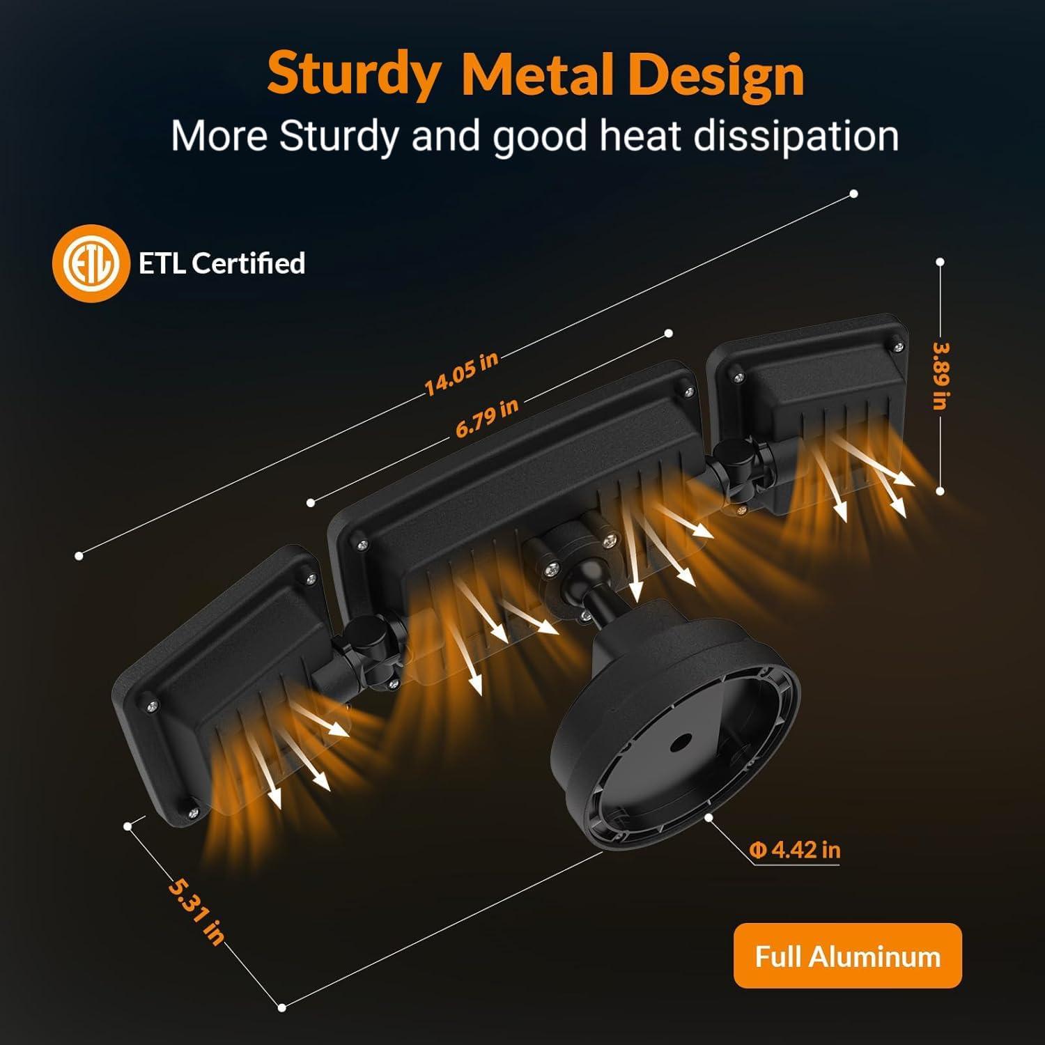 imageLEPOWER 3000LM Flood Light Outdoor Switch Controlled LED Security Light 28W Exterior Lights with 2 Adjustable Heads IP65 Waterproof 5500K Wall Mount Exterior LED Flood Light for Garage Yard WhiteBlack