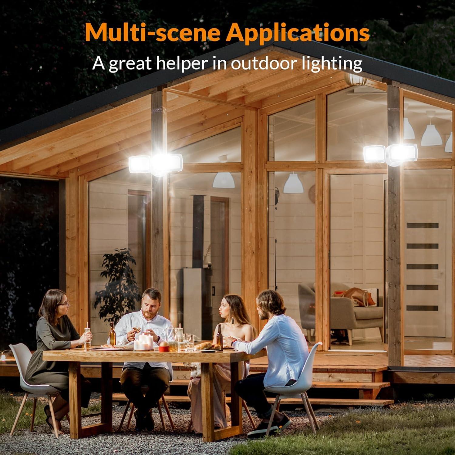 imageLEPOWER 3000LM Flood Light Outdoor Switch Controlled LED Security Light 28W Exterior Lights with 2 Adjustable Heads IP65 Waterproof 5500K Wall Mount Exterior LED Flood Light for Garage Yard WhiteWhite