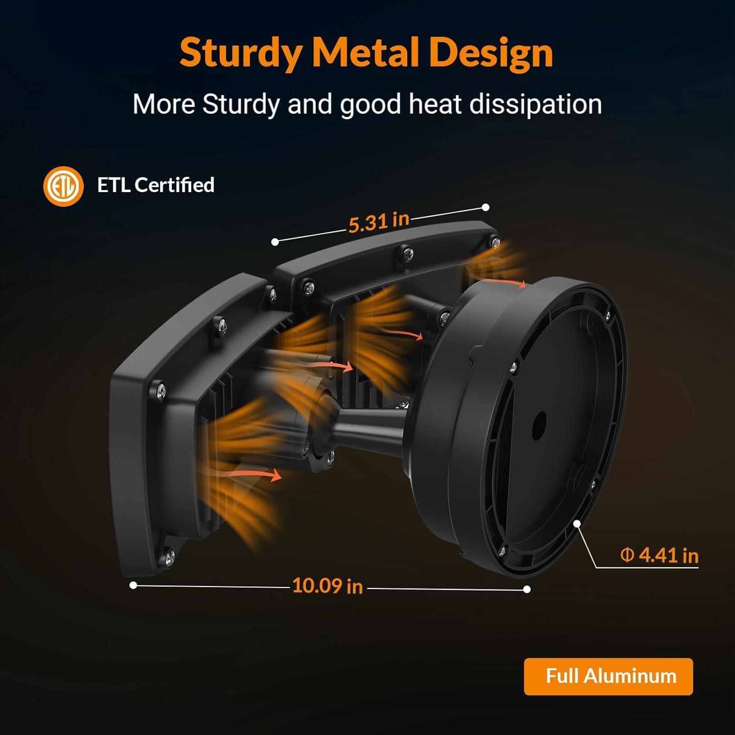 imageLEPOWER 3000LM Flood Light Outdoor Switch Controlled LED Security Light 28W Exterior Lights with 2 Adjustable Heads IP65 Waterproof 5500K Wall Mount Exterior LED Flood Light for Garage Yard WhiteBlack