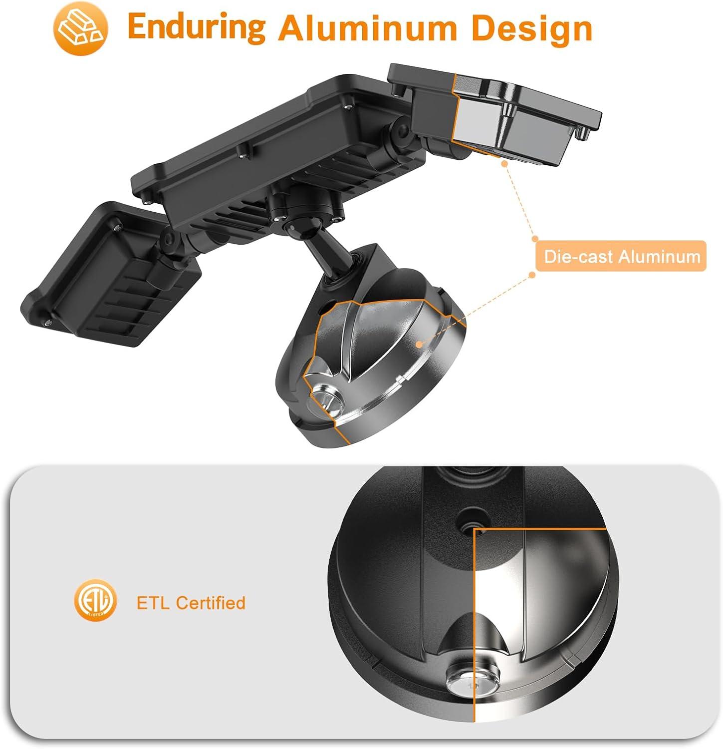 imageLEPOWER 3500LM Dusk to Dawn LED Security Lights Outdoor 35W Outdoor Flood Light with Photocell 5500K IP65 Waterproof 3 Head Exterior Light for Garage Patio YardBrownBlack