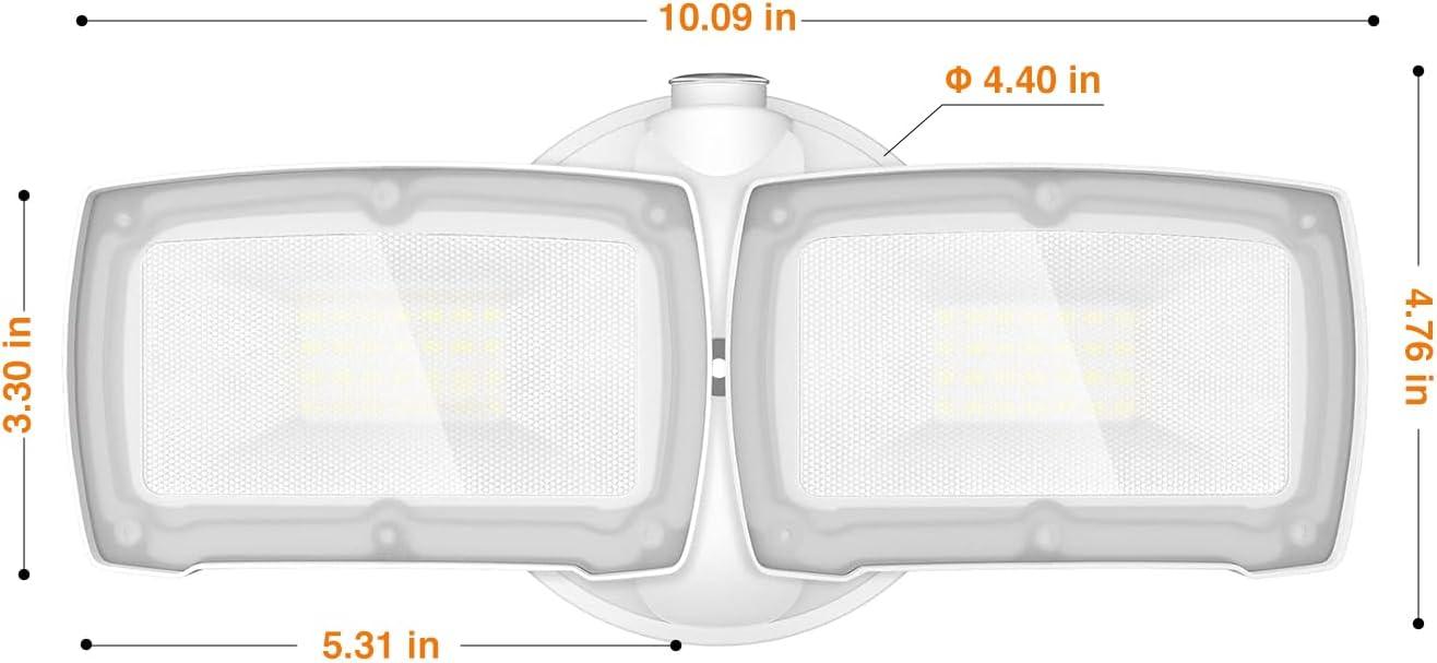 imageLEPOWER 3500LM Dusk to Dawn LED Security Lights Outdoor 35W Outdoor Flood Light with Photocell 5500K IP65 Waterproof 3 Head Exterior Light for Garage Patio YardBrownWhite