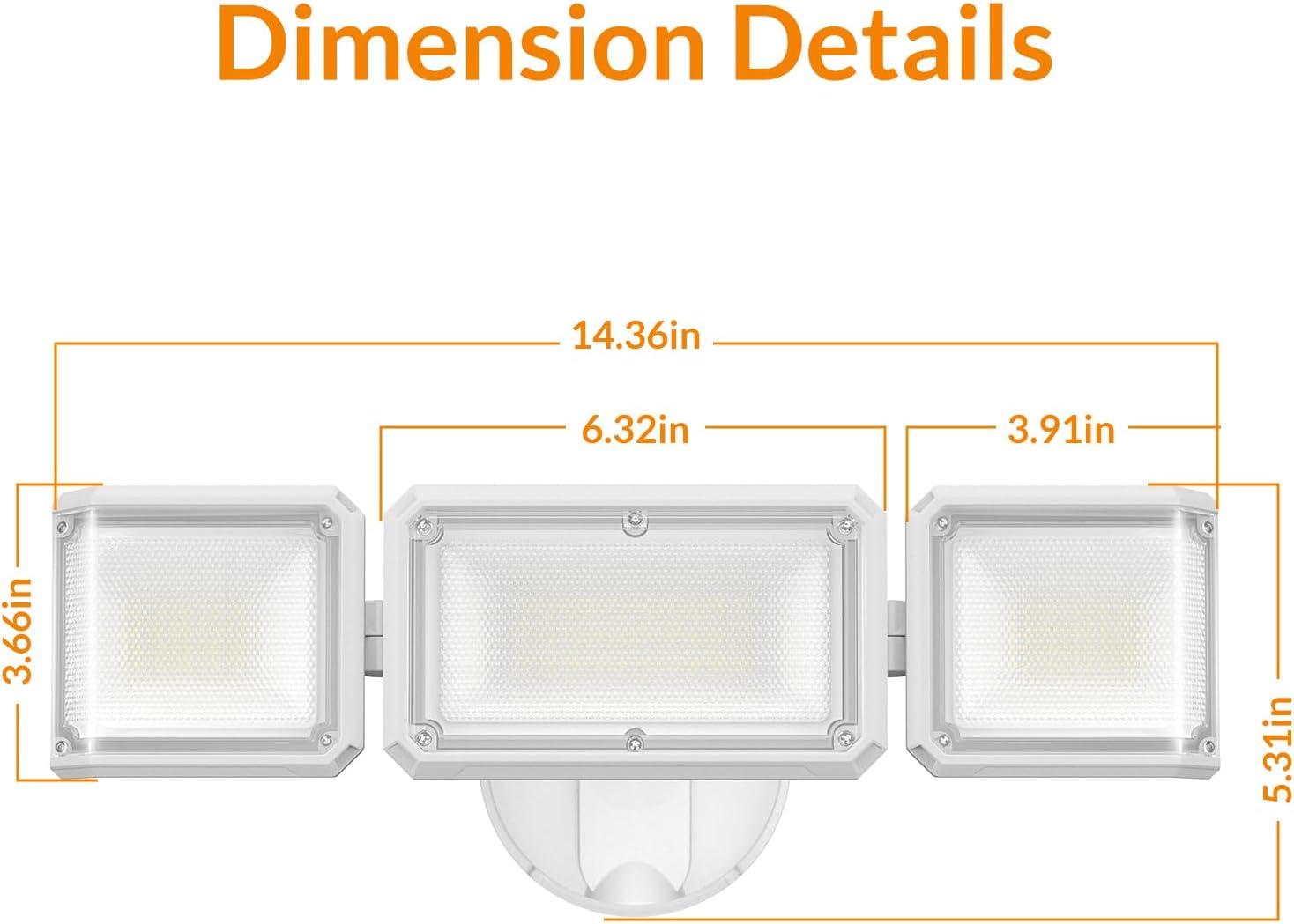 imageLEPOWER 42W Flood Lights Outdoor 4200LM Bright LED Security Lights Outdoor with 3 Heads Switch Controlled Exterior Flood Light ampamp 220 Wide Angle IP65 Waterproof for Garage Yard Porch BlackWhite