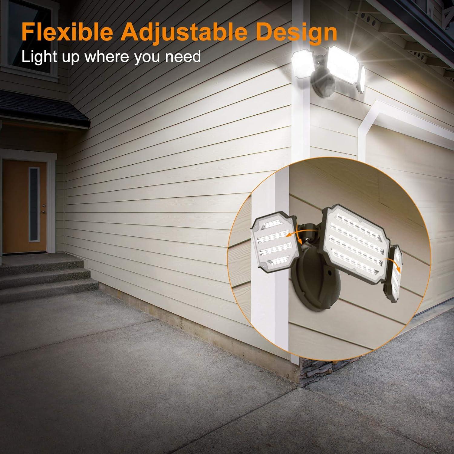 imageLEPOWER 4500LM Outdoor Flood Lights 45W LED Flood Light Exterior Flood Lights Switch Controlled 5000K 3 Adjustable Heads IP65 Waterproof Outdoor Lights for House Garage Yard WhiteBrown