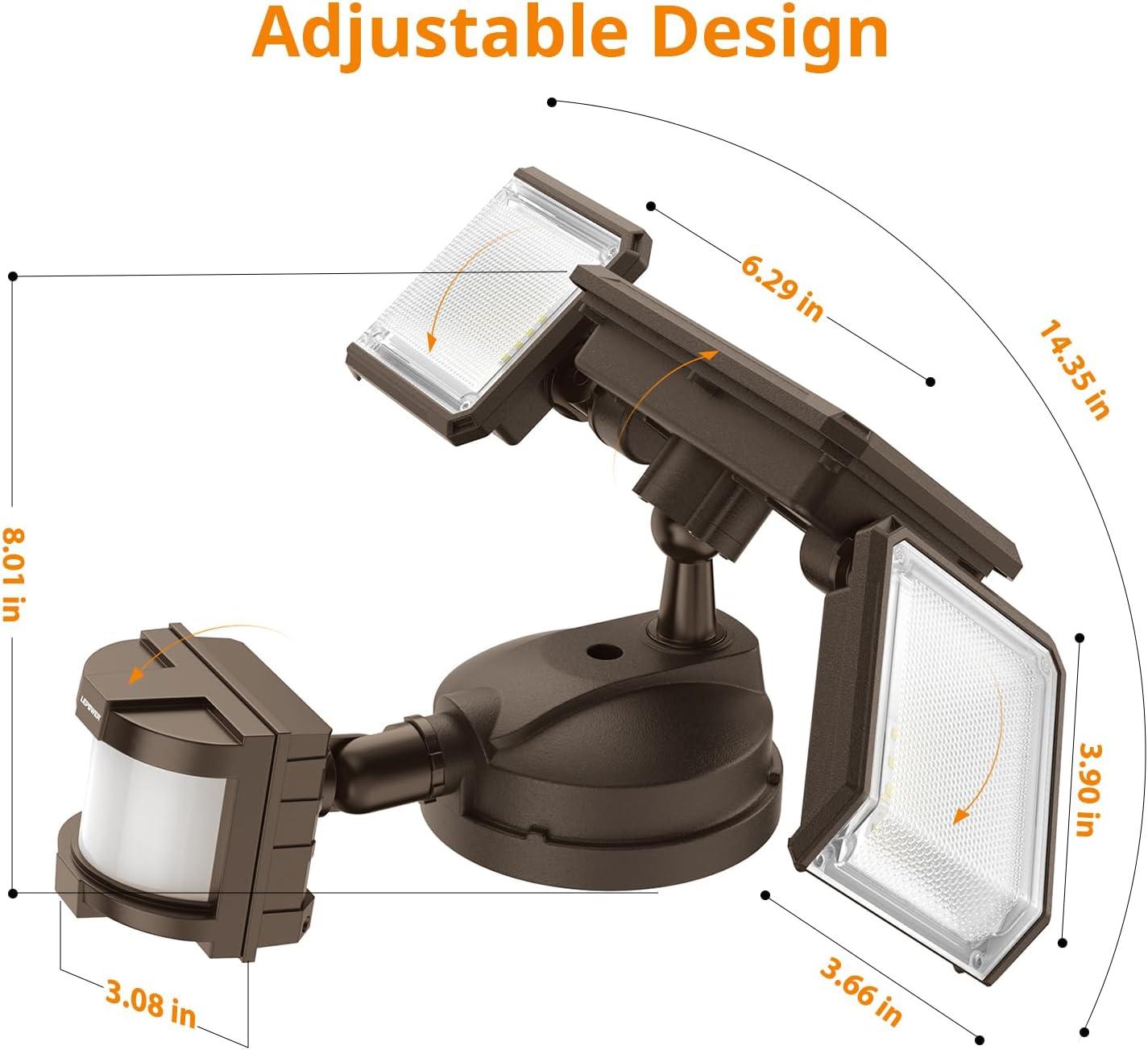 imageLEPOWER 45W Flood Lights Motion Sensor Outdoor Lights 4800LM LED Security Light Dusk to Dawn Motion Sensor Light 3 Modes 5000K IP65 Waterproof Outdoor Flood Light for Garage Yard PorchBrownBrown