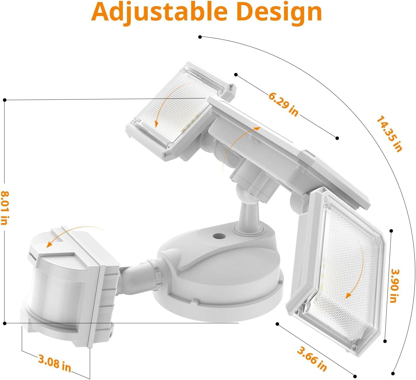 imageLEPOWER 45W Flood Lights Motion Sensor Outdoor Lights 4800LM LED Security Light Dusk to Dawn Motion Sensor Light 3 Modes 5000K IP65 Waterproof Outdoor Flood Light for Garage Yard PorchBrownWhite
