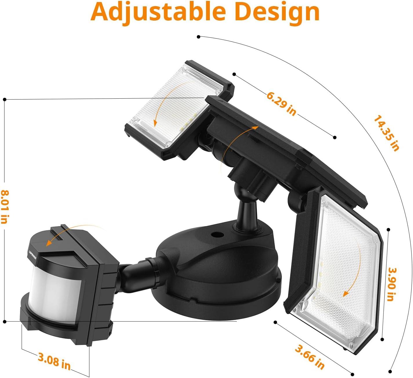 imageLEPOWER 45W Flood Lights Motion Sensor Outdoor Lights 4800LM LED Security Light Dusk to Dawn Motion Sensor Light 3 Modes 5000K IP65 Waterproof Outdoor Flood Light for Garage Yard PorchBrownBlack