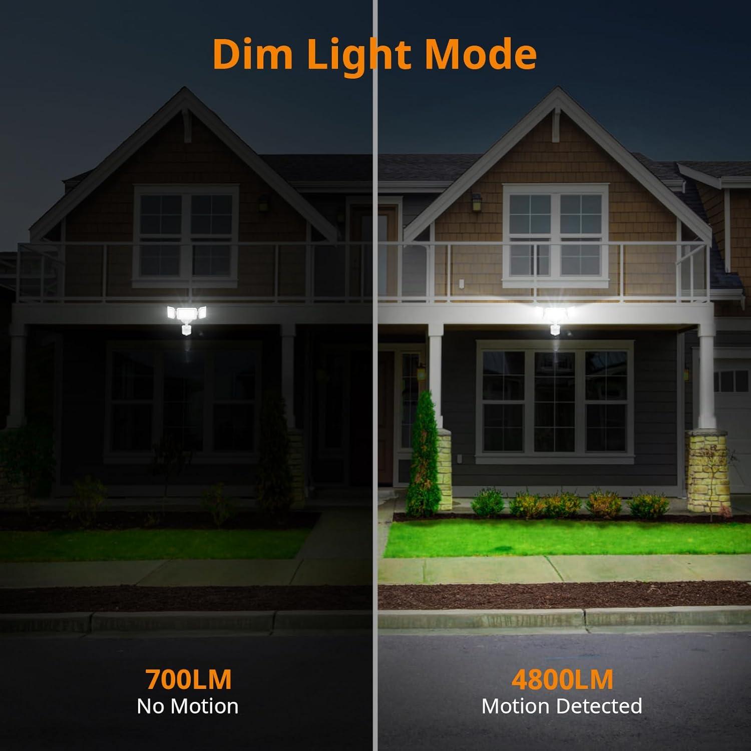 imageLEPOWER 45W Flood Lights Motion Sensor Outdoor Lights 4800LM LED Security Light Dusk to Dawn Motion Sensor Light 3 Modes 5000K IP65 Waterproof Outdoor Flood Light for Garage Yard PorchBrownWhite