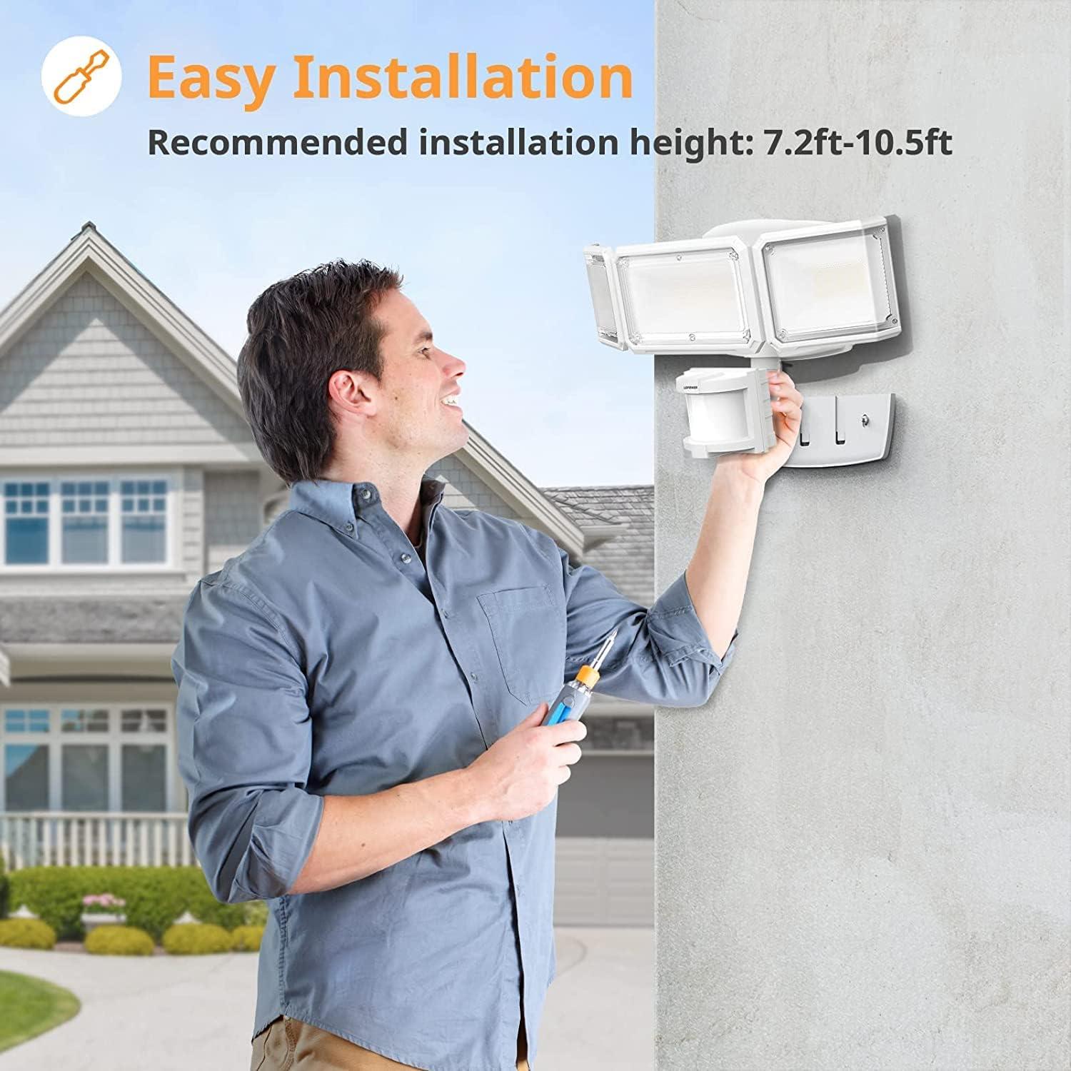 imageLEPOWER Battery Powered LED Flood Light Outdoor1500LM Motion Sensor Security Lights IP65 WaterproofWireless Flood Light Battery Operated3 Head Motion Detector Light for GarageYardPorchBlackWhite