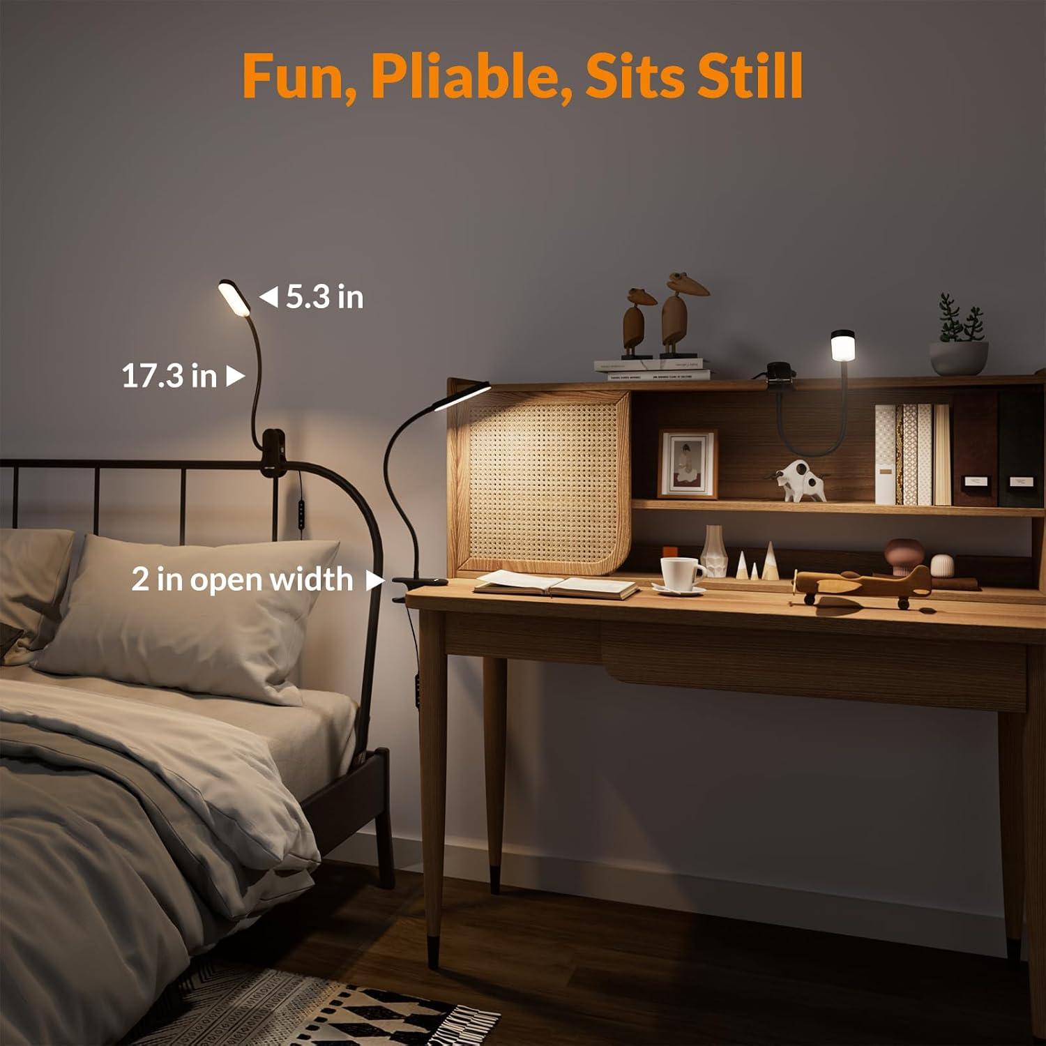 imageLEPOWER Clip on Light 60 LED Reading Lights for Books in Bed with 25 Lighting Options 3 Timer Night Light Function EyeCaring Book Light for Reading in Bed Headboard Bedroom BlackBlack