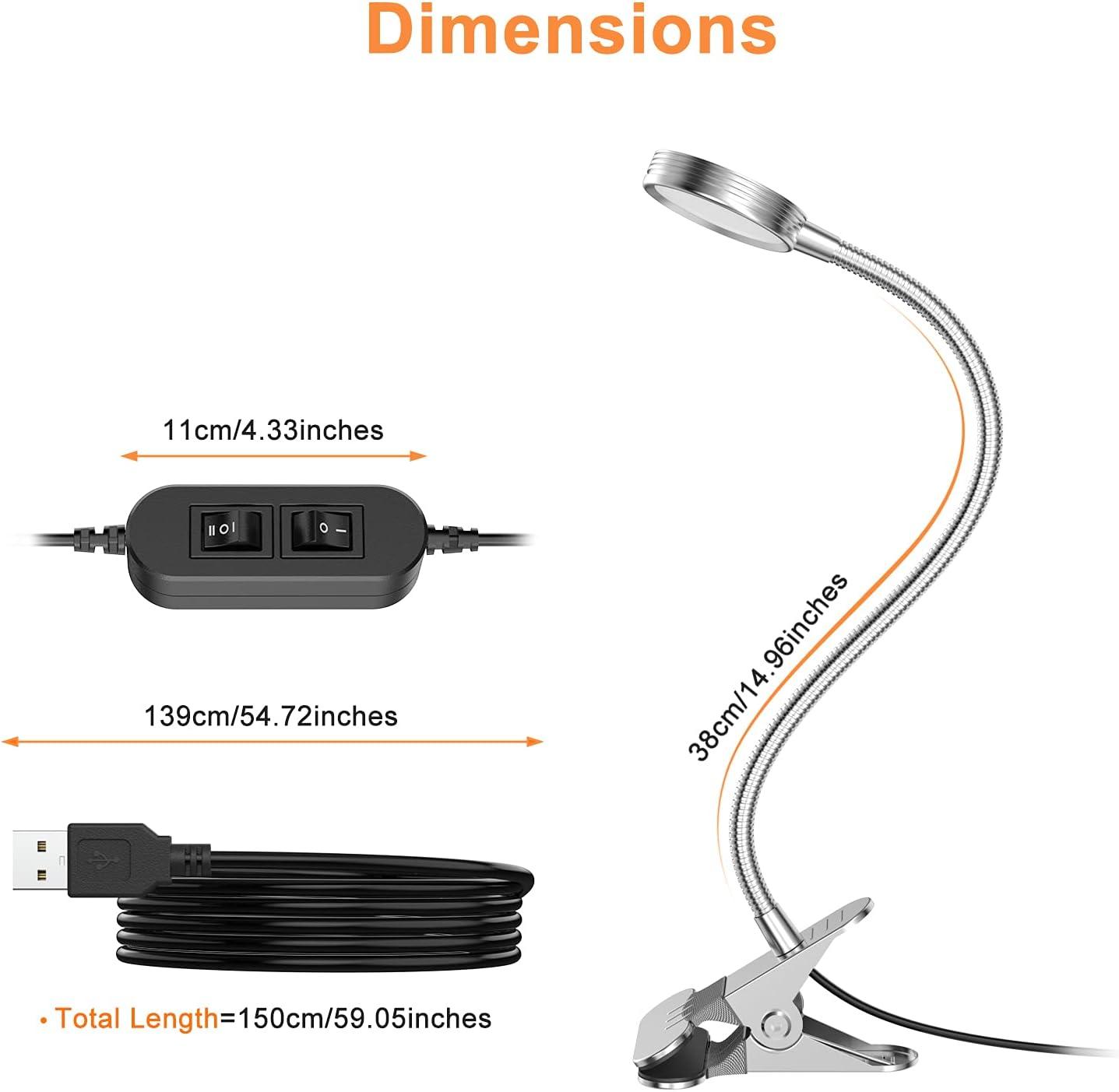 imageLEPOWER Clip on LightReading LightBook LightsDesk Lamp Color ChangeableNight Lights Clip on for Desk Bed Headboard and Computers Adapter Included SilverSilver