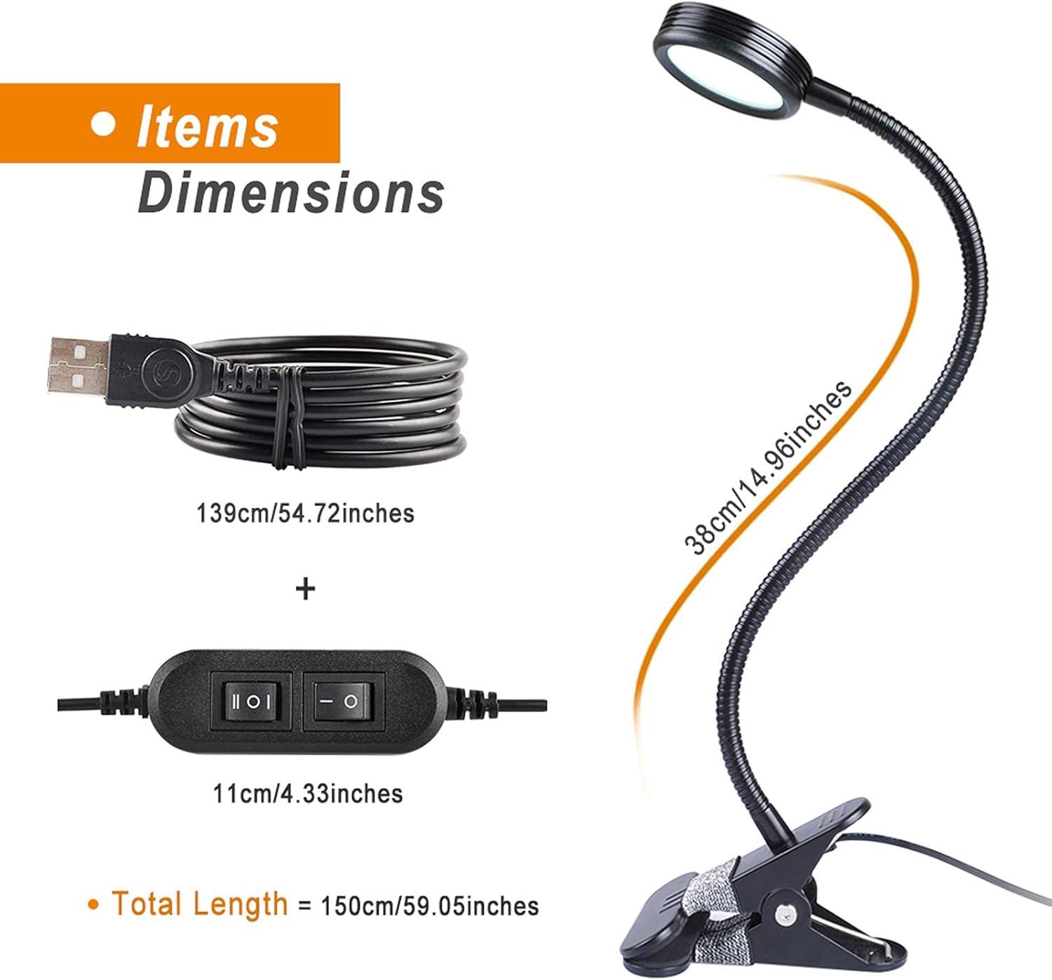 imageLEPOWER Clip on LightReading LightBook LightsDesk Lamp Color ChangeableNight Lights Clip on for Desk Bed Headboard and Computers Adapter Included SilverBlack