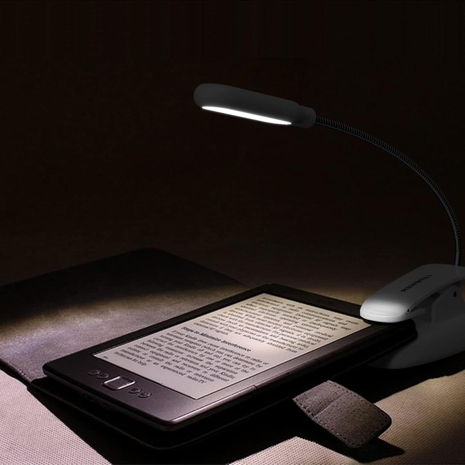 imageLEPOWER Clipon Book Light with 5 LED Eye Care 3 Color Changeable Portable Reading Lamp Battery ampamp USB Operated Bed Light for Kids Bookworms Students BlackWhite