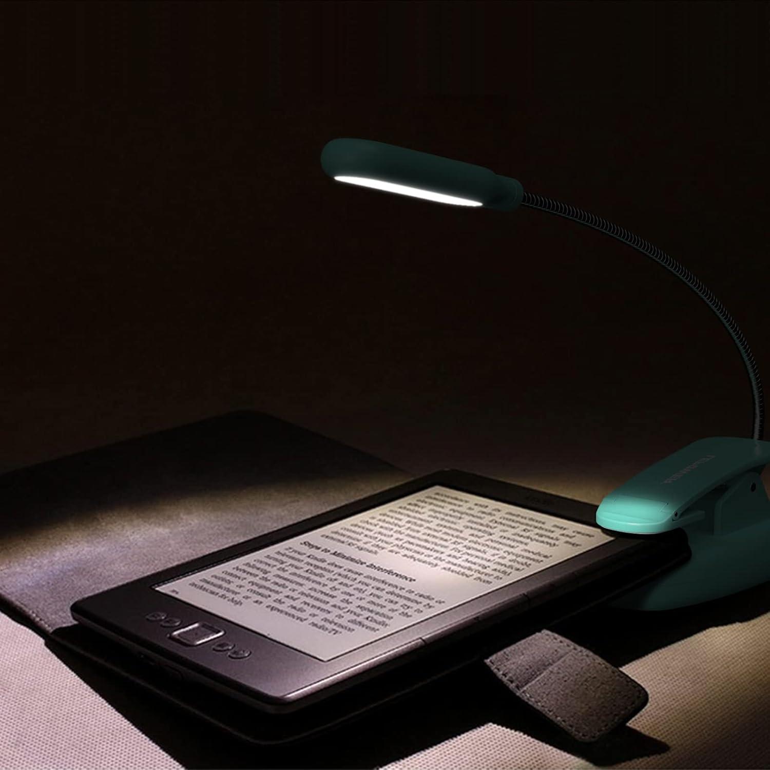 imageLEPOWER Clipon Book Light with 5 LED Eye Care 3 Color Changeable Portable Reading Lamp Battery ampamp USB Operated Bed Light for Kids Bookworms Students BlackGreen