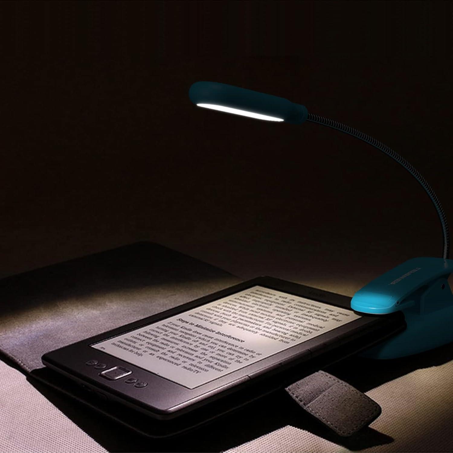 imageLEPOWER Clipon Book Light with 5 LED Eye Care 3 Color Changeable Portable Reading Lamp Battery ampamp USB Operated Bed Light for Kids Bookworms Students BlackBlue