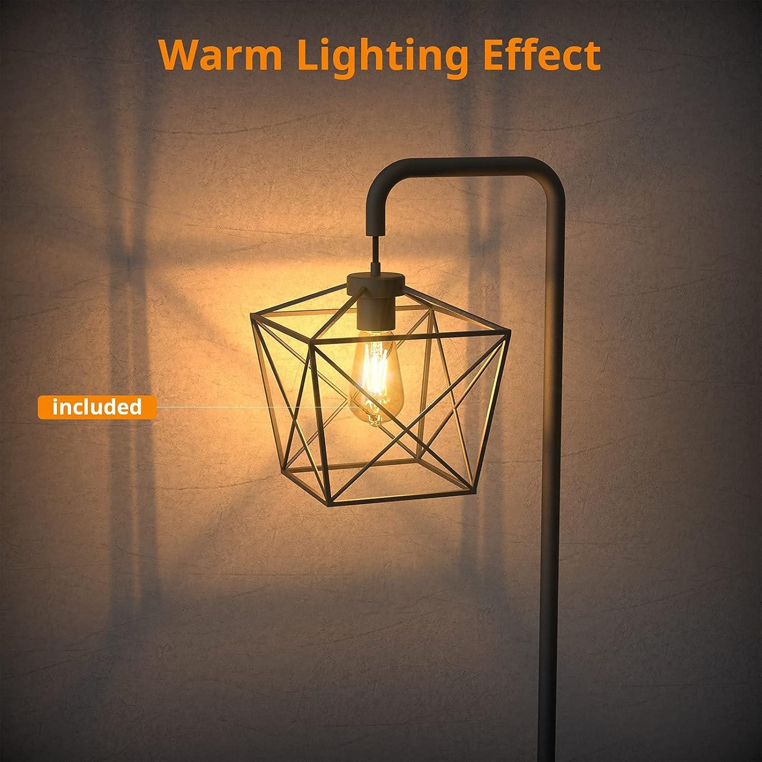 imageLEPOWER Floor Lamp Black Floor Lamp with LED Edison Light 2800K E26 Rustic Standing Lamp Farmhouse Floor Lamps for Living Room Bedroom