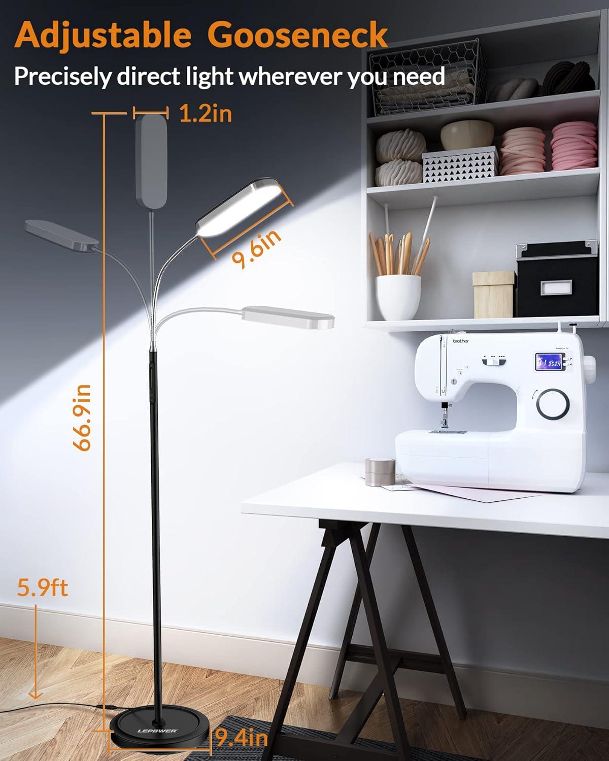 imageLEPOWER Floor Lamp EyeCaring LED Standing Lamp with 5 Color Temperatures Stepless Dimmer ampamp 3 Timer Function Bright Adjustable Reading Lamp for Living Room Office Bedroom