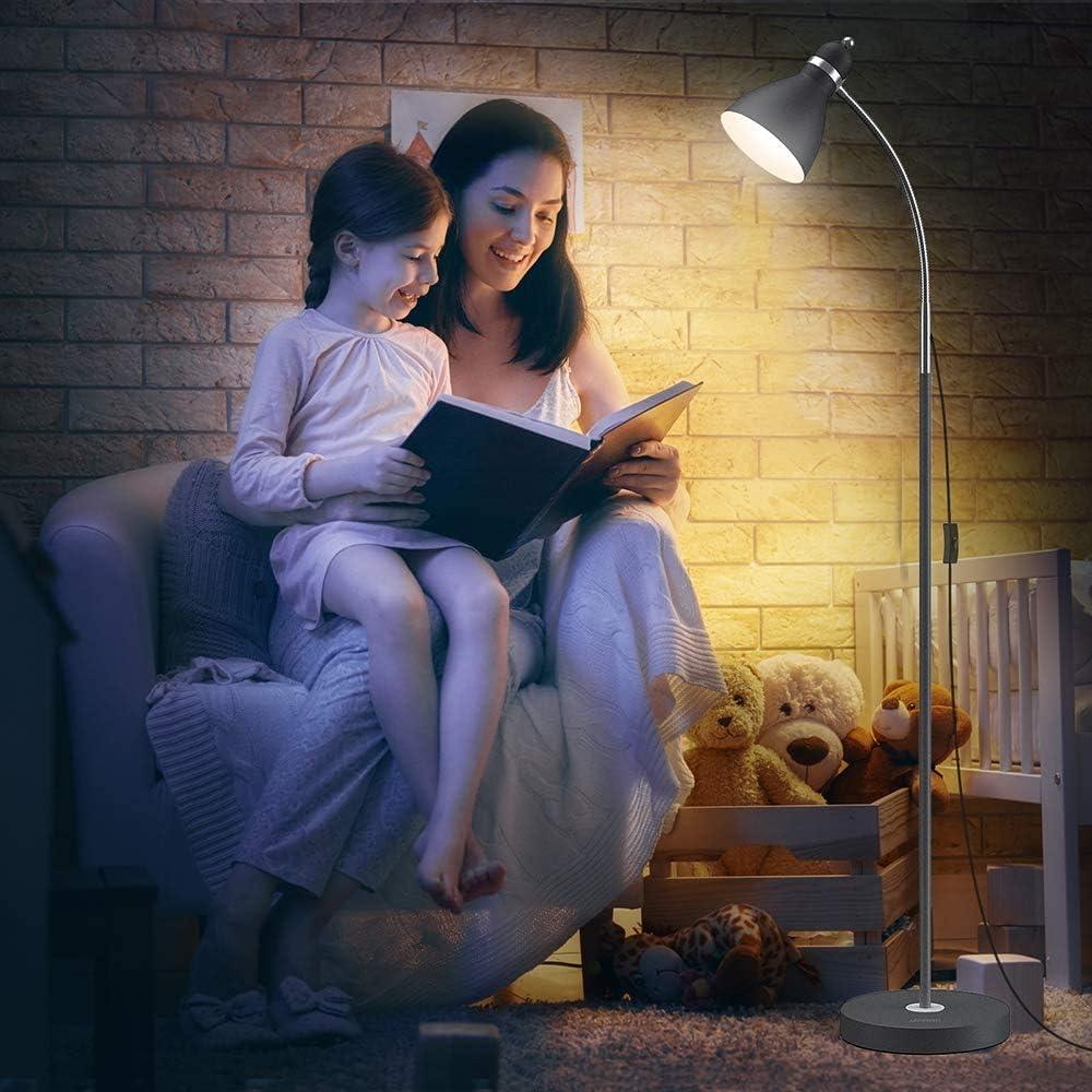 imageLEPOWER Floor Lamp Metal Standing Lamp with Adjustable Gooseneck Heavy Metal Base Reading Pole Lamp for Office Golden Floor Lamps for Bedroom Living RoomSand Black