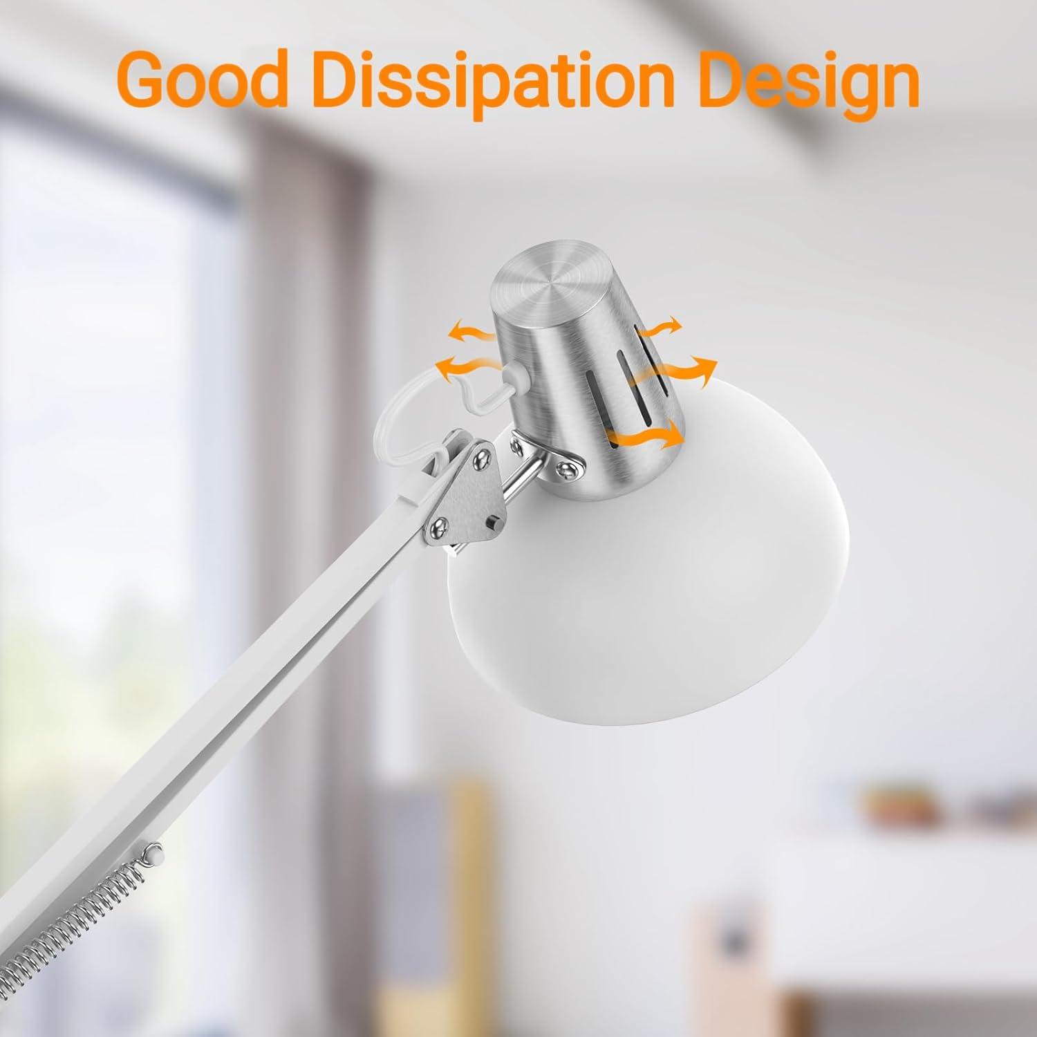 imageLEPOWER Floor Lamp Swing Arm Floor Standing Lamp Industrial Floor Lamp with Heavy Metal Base E26 Lamp Base Floor Light Modern Standing Reading Lamp for Living Room Bedroom Office WhiteWhite