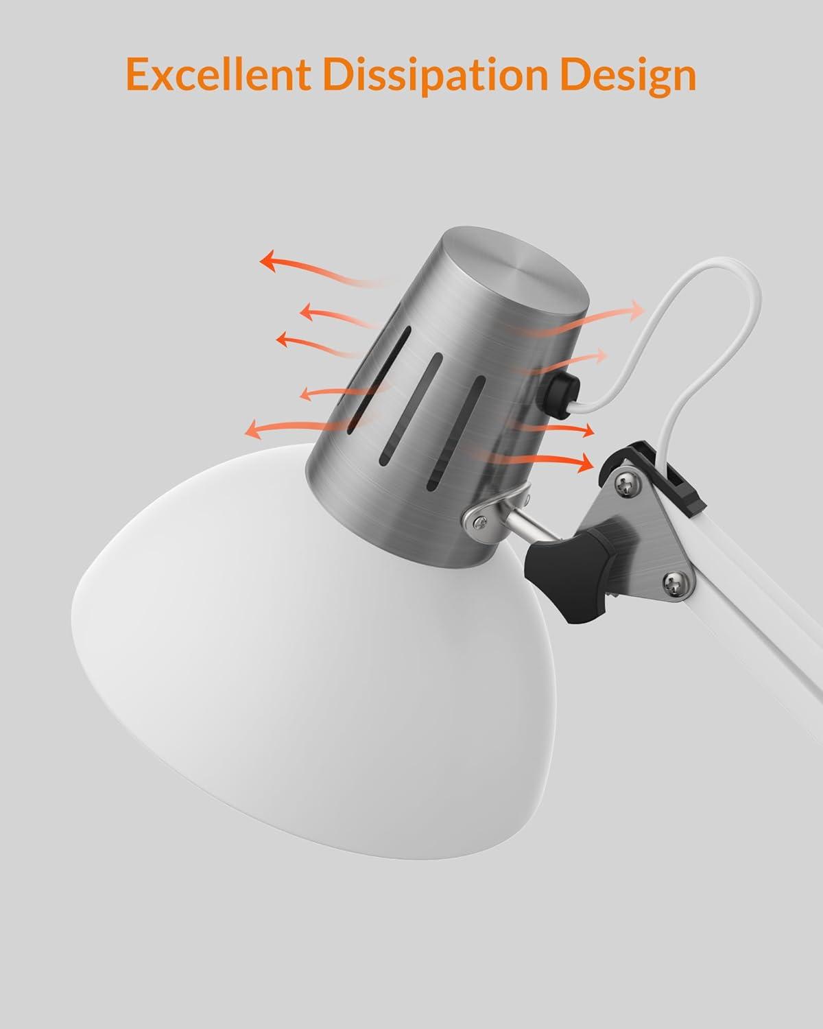 imageLEPOWER Metal Desk Lamp Adjustable Goose Neck Architect Table Lamp with OnOff Switch Swing Arm Desk Lamp with Clamp EyeCaring Reading Lamp for Bedroom Study Room ampampOffice Sandy BlackWhite