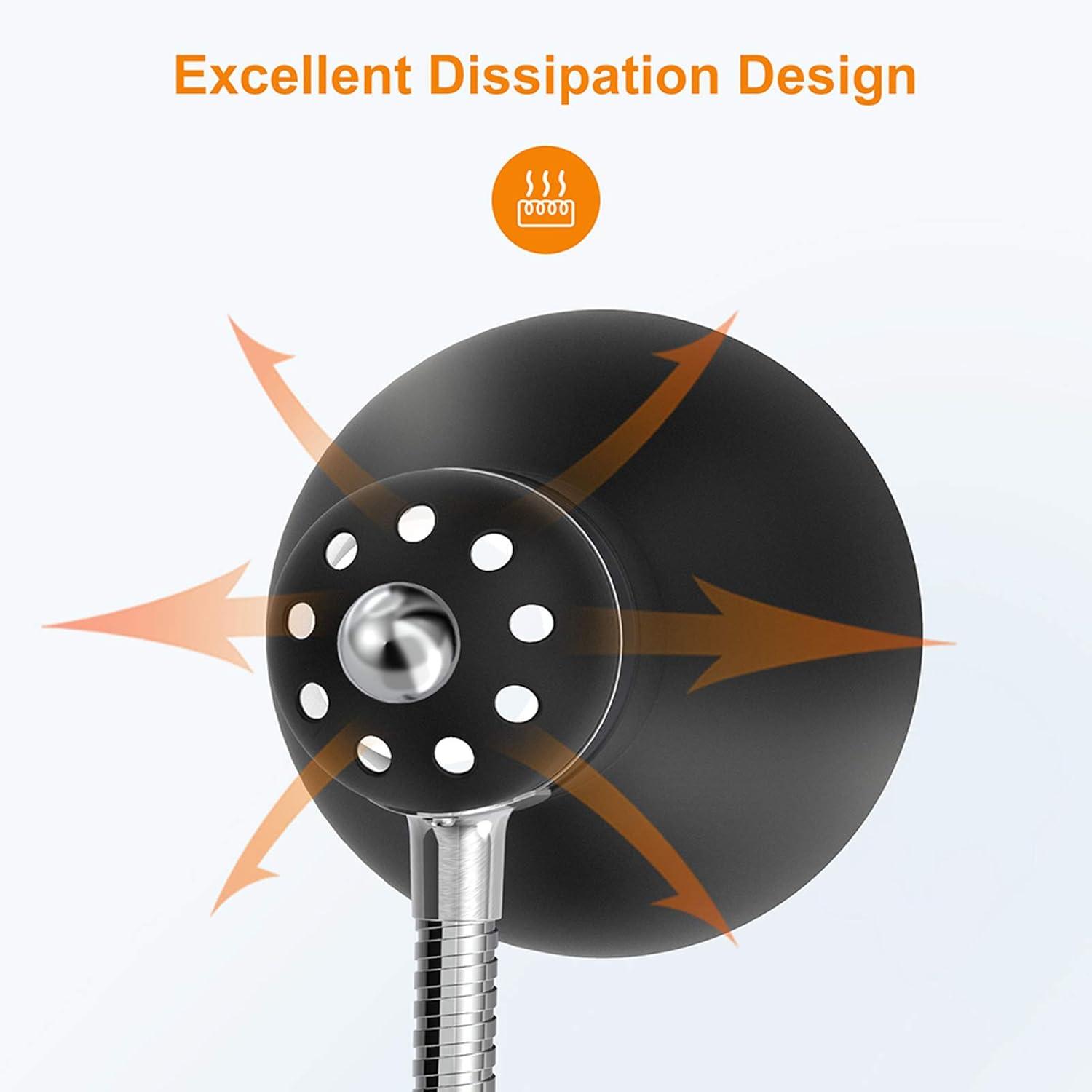 imageLEPOWER Metal Desk Lamp EyeCaring Table Lamp Study Lamps with Flexible Goose Neck for Bedroom Home Office Matte BlackBlack