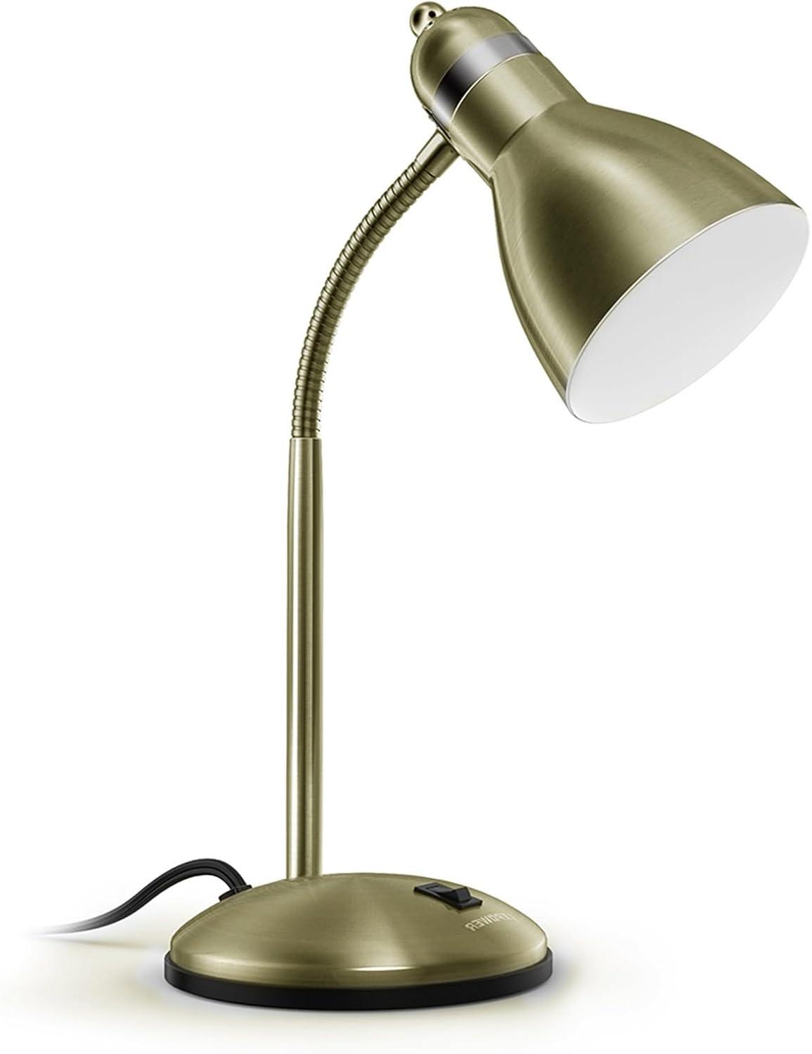 imageLEPOWER Metal Desk Lamp EyeCaring Table Lamp Study Lamps with Flexible Goose Neck for Bedroom Home Office Matte BlackBronze