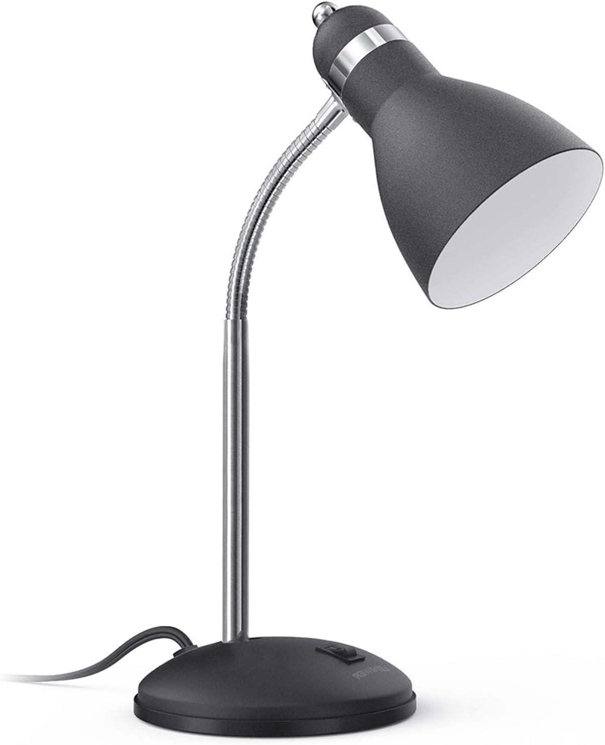 imageLEPOWER Metal Desk Lamp EyeCaring Table Lamp Study Lamps with Flexible Goose Neck for Bedroom Home Office Matte BlackSandy Black