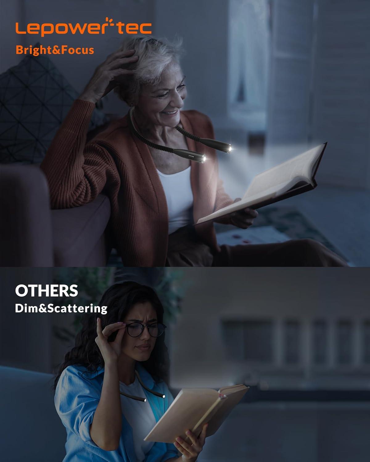 imageReading Neck Light 3Color ampamp 5Brightness Book Light for Reading in Bed Rechargeable Lamp with Comfortable Silicone Arm EyeCaring Neck Lamp for Reading Knitting Crafting