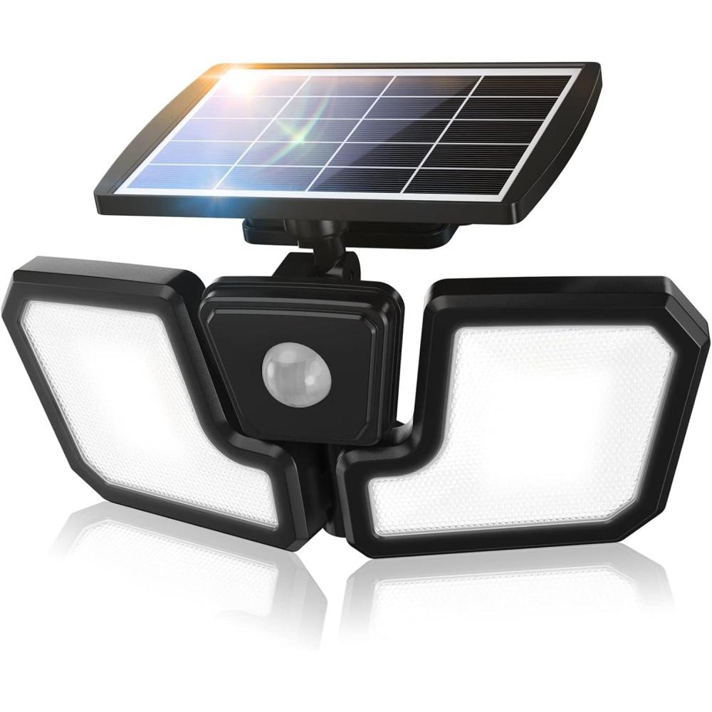 imageLEPOWER 1600LM Solar Security Lights Motion Sensor Outdoor Light IP65 Waterproof 270 Wide Lighting Angle Security Lights Solar Powered Sensitive PIR Motion Sensor for Yard Porch Garage