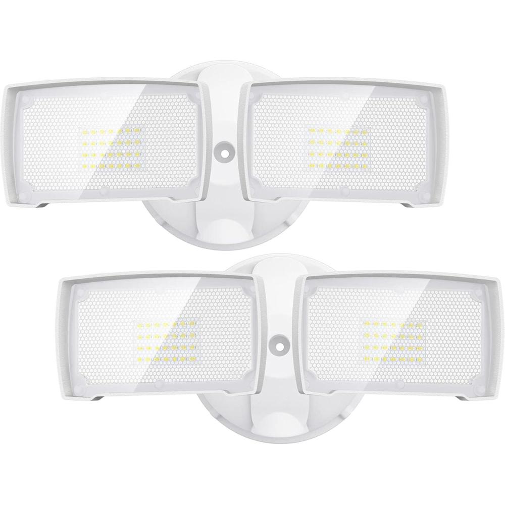 imageLEPOWER 2 Pack 28W LED Flood Light Outdoor 3000LM LED Security Light with 2 Adjustable Heads Switch Controlled Exterior Outdoor Security Light 5500K IP65 Waterproof for Garage Yard Patio