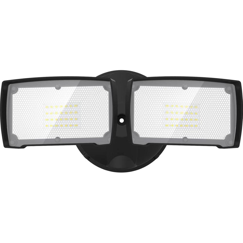 imageLEPOWER 3000LM Flood Light Outdoor Switch Controlled LED Security Light 28W Exterior Lights with 2 Adjustable Heads IP65 Waterproof 5500K Wall Mount Exterior LED Flood Light for Garage Yard WhiteBlack