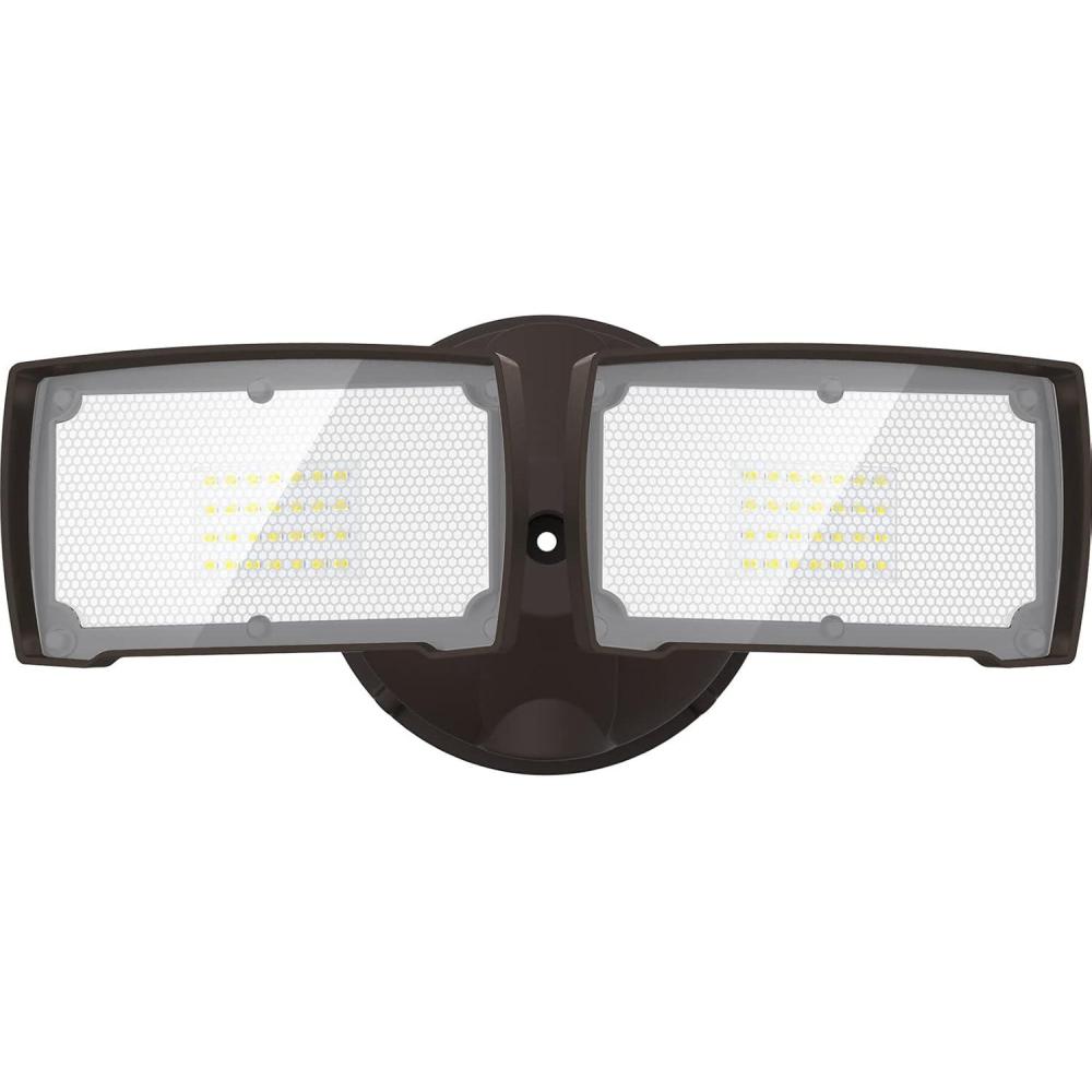 imageLEPOWER 3000LM Flood Light Outdoor Switch Controlled LED Security Light 28W Exterior Lights with 2 Adjustable Heads IP65 Waterproof 5500K Wall Mount Exterior LED Flood Light for Garage Yard WhiteBrown