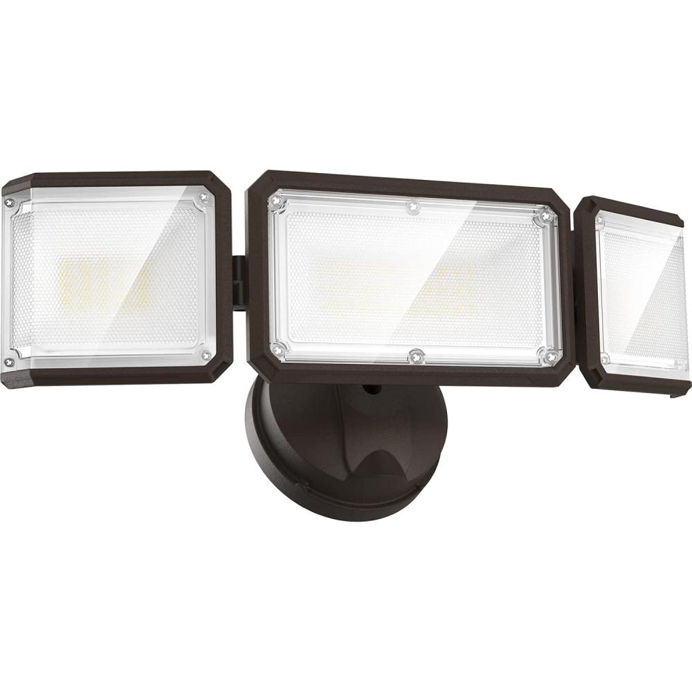 imageLEPOWER 42W Flood Lights Outdoor 4200LM Bright LED Security Lights Outdoor with 3 Heads Switch Controlled Exterior Flood Light ampamp 220 Wide Angle IP65 Waterproof for Garage Yard Porch BlackBrown