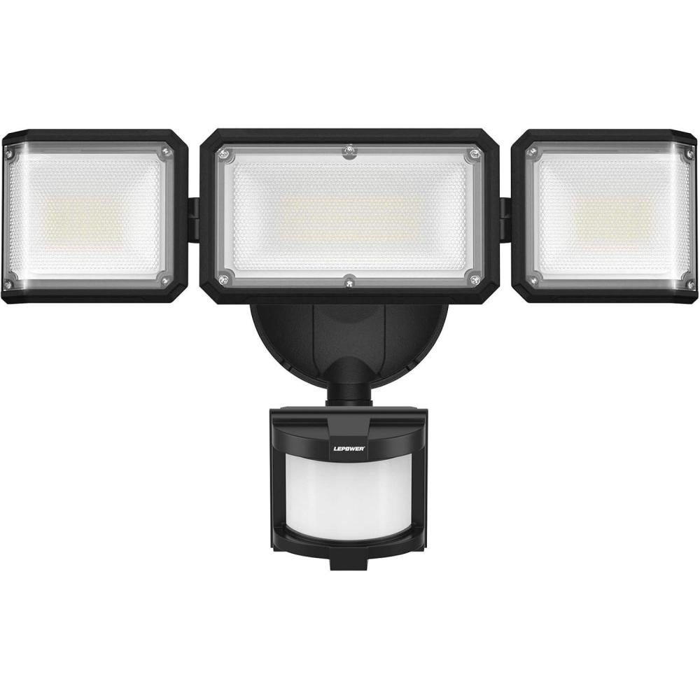 imageLEPOWER 45W Flood Lights Motion Sensor Outdoor Lights 4800LM LED Security Light Dusk to Dawn Motion Sensor Light 3 Modes 5000K IP65 Waterproof Outdoor Flood Light for Garage Yard PorchBrownBlack