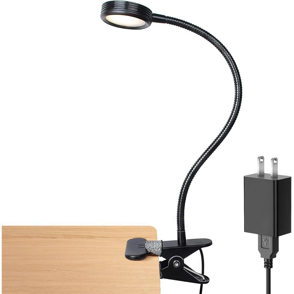 imageLEPOWER Clip on LightReading LightBook LightsDesk Lamp Color ChangeableNight Lights Clip on for Desk Bed Headboard and Computers Adapter Included SilverBlack