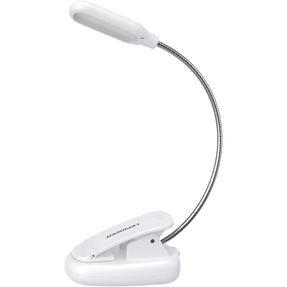 imageLEPOWER Clipon Book Light with 5 LED Eye Care 3 Color Changeable Portable Reading Lamp Battery ampamp USB Operated Bed Light for Kids Bookworms Students BlackWhite