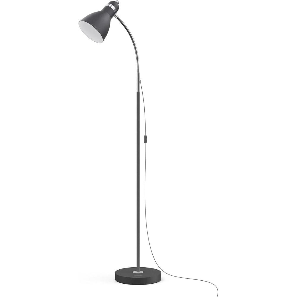 imageLEPOWER Floor Lamp Metal Standing Lamp with Adjustable Gooseneck Heavy Metal Base Reading Pole Lamp for Office Golden Floor Lamps for Bedroom Living RoomSand Black
