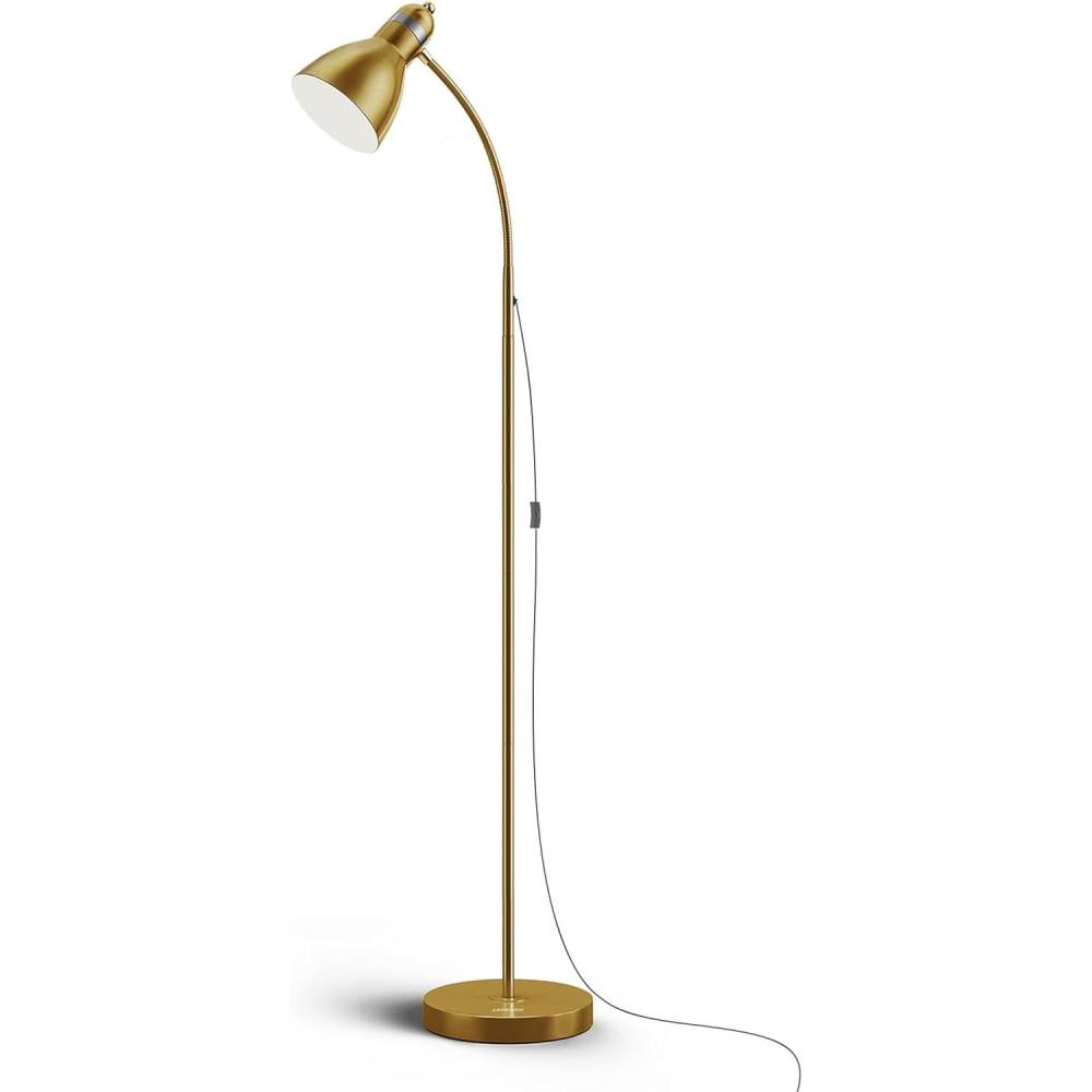 imageLEPOWER Floor Lamp Metal Standing Lamp with Adjustable Gooseneck Heavy Metal Base Reading Pole Lamp for Office Golden Floor Lamps for Bedroom Living RoomGold