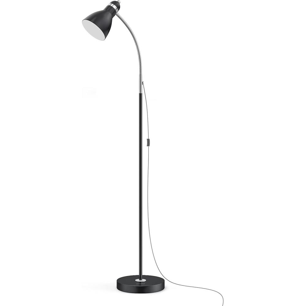 imageLEPOWER Floor Lamp Metal Standing Lamp with Adjustable Gooseneck Heavy Metal Base Reading Pole Lamp for Office Golden Floor Lamps for Bedroom Living RoomBlack