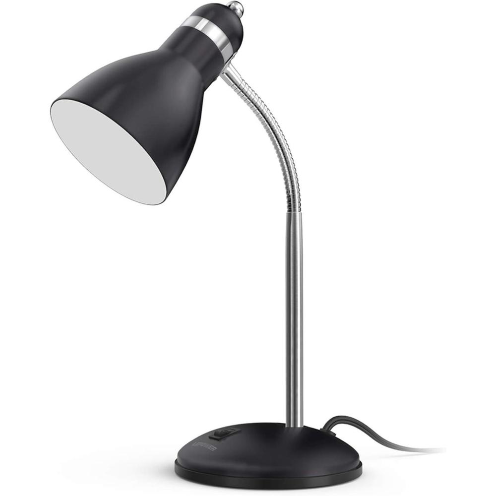 imageLEPOWER Metal Desk Lamp EyeCaring Table Lamp Study Lamps with Flexible Goose Neck for Bedroom Home Office Matte BlackBlack
