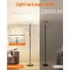 Bright Floor Lamp, Standing Lamp with Remote & Wall Switch, 60 Lighting Effects, Adjustable Torchiere Corner Light for Living Room, Bedroom, Office. Perfect for Reading & Ambiance