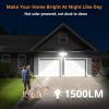 LEPOWER Battery Powered LED Flood Light Outdoor,1500LM Motion Sensor Security Lights, IP65 Waterproof,Wireless Flood Light Battery Operated,3 Head Motion Detector Light for Garage,Yard,Porch(Black)(White)