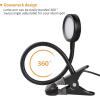 LEPOWER Clip on Light/Reading Light/Book Lights/Desk Lamp Color Changeable/Night Lights Clip on for Desk, Bed Headboard and Computers, Adapter Included, Silver(Black)