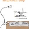 LEPOWER Clip on Light/Reading Light/Book Lights/Desk Lamp Color Changeable/Night Lights Clip on for Desk, Bed Headboard and Computers, Adapter Included, Silver(Silver)