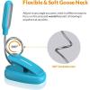 LEPOWER Clip-on Book Light with 5 LED Eye Care, 3 Color Changeable, Portable Reading Lamp, Battery & USB Operated, Bed Light for Kids, Bookworms, Students (Black)(Blue)